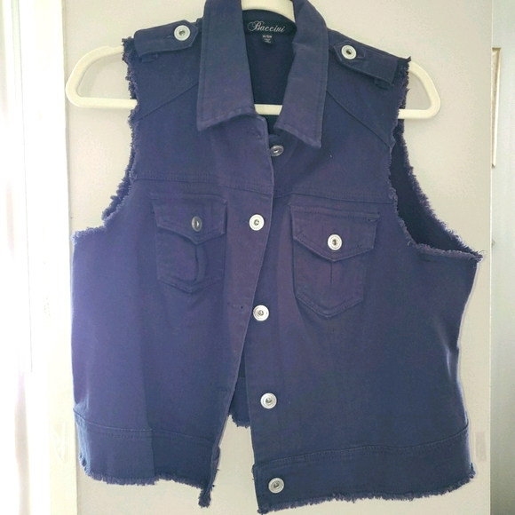 Baccini Frayed Sleeveless Vest with Silver Buttons 0035 - Picture 10 of 10